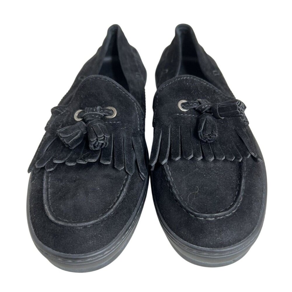 Tods Womens Black Suede Fringe Loafers Size 40 - Picture 3 of 5